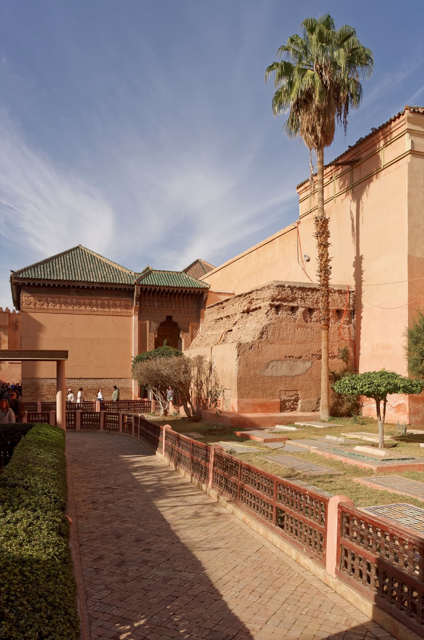 Garden pathway along the outer walls of the Saadian Tombs