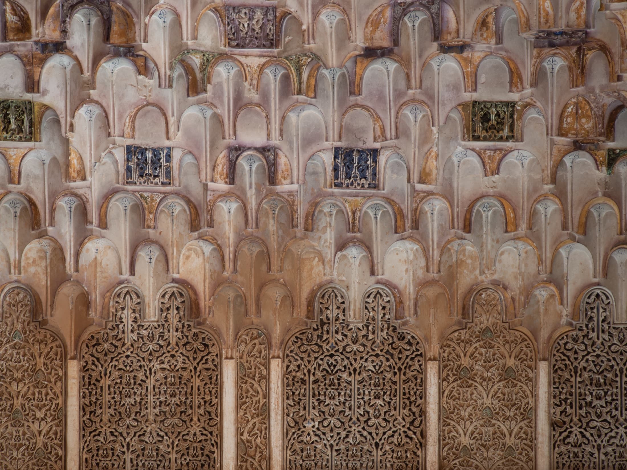 Detail of carved plaster ornament at the Saadian Tombs